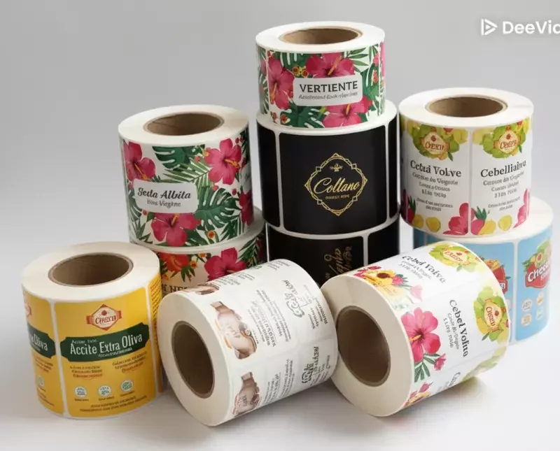 Etiquetas autoadhesivas impresas en flexografia a color para alimentos y cosmeticos